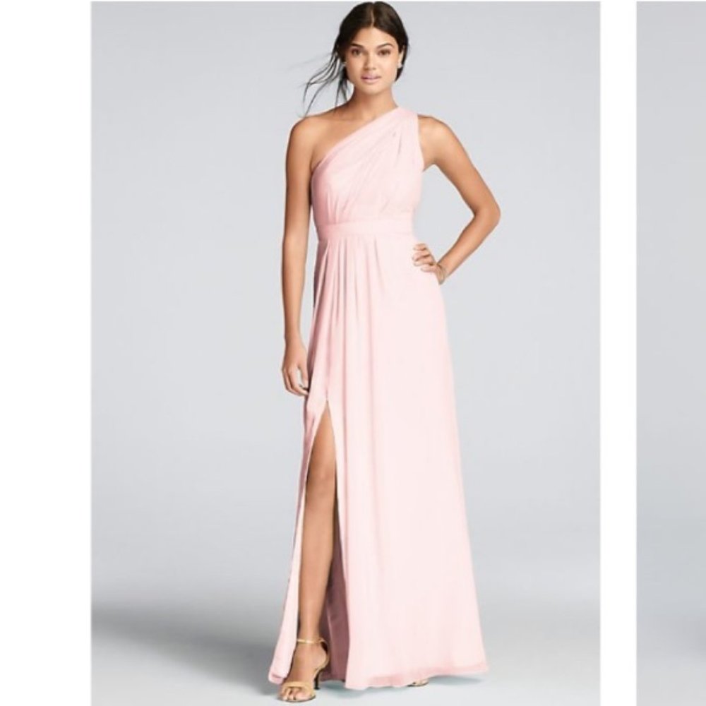 David's Bridal Bridesmaid Chiffon Dress | Color: Blush / Petal | Size: XS / 0